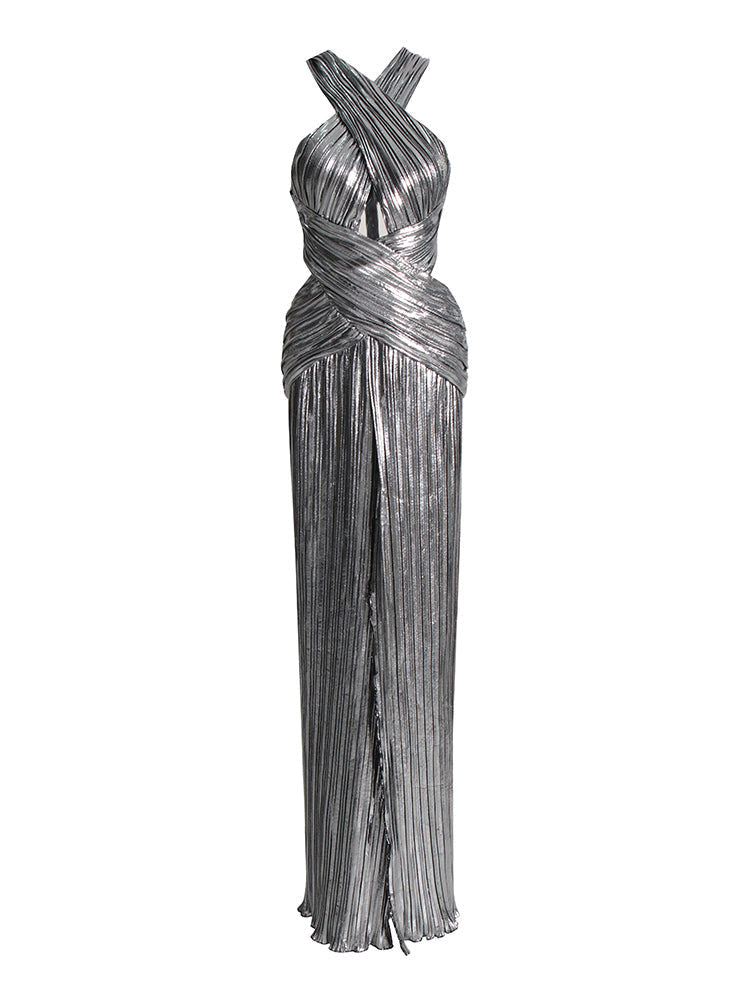 Kreuzmuster Faltenkleid