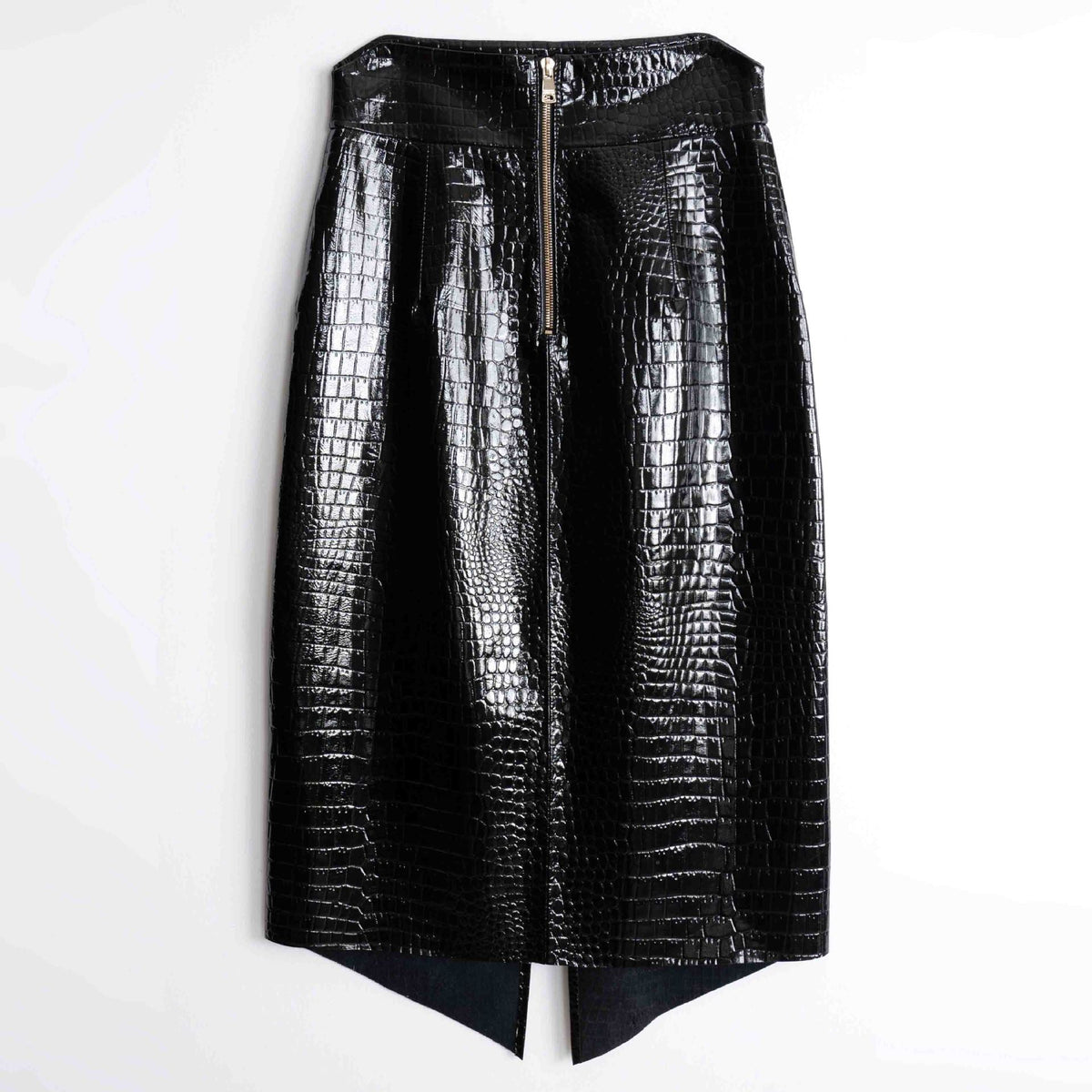 Patent Croco Glam – Glänzendes Schwarz Echtleder